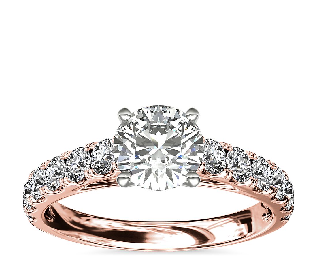 大教堂密釘鑽石訂婚戒指
