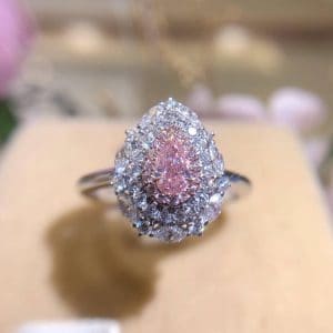 粉鑽18K白金戒指