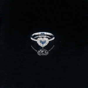 心形藍寶石鑽石戒指