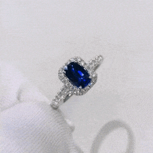 18k白金藍寶石鑽石戒指