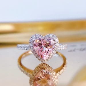 1.27ct Heart Morganite Diamond Ring 愛心摩根石18k白金鑽石戒指