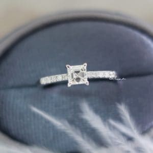 36分方形鑽石18k白金戒 0.36ct Assher Cut White Diamond 18k Ring