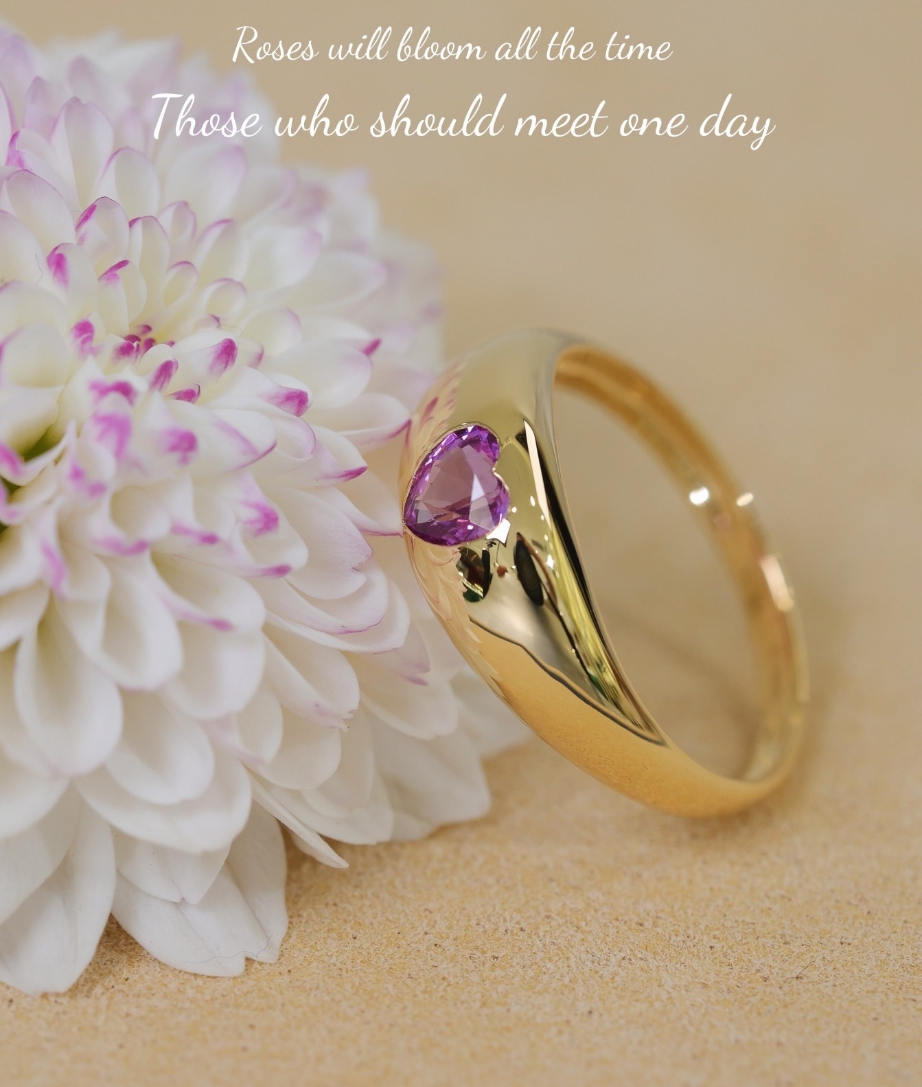Ins風心形粉紫色藍寶石18k戒指 Heart Purple Sapphire 18k Ring