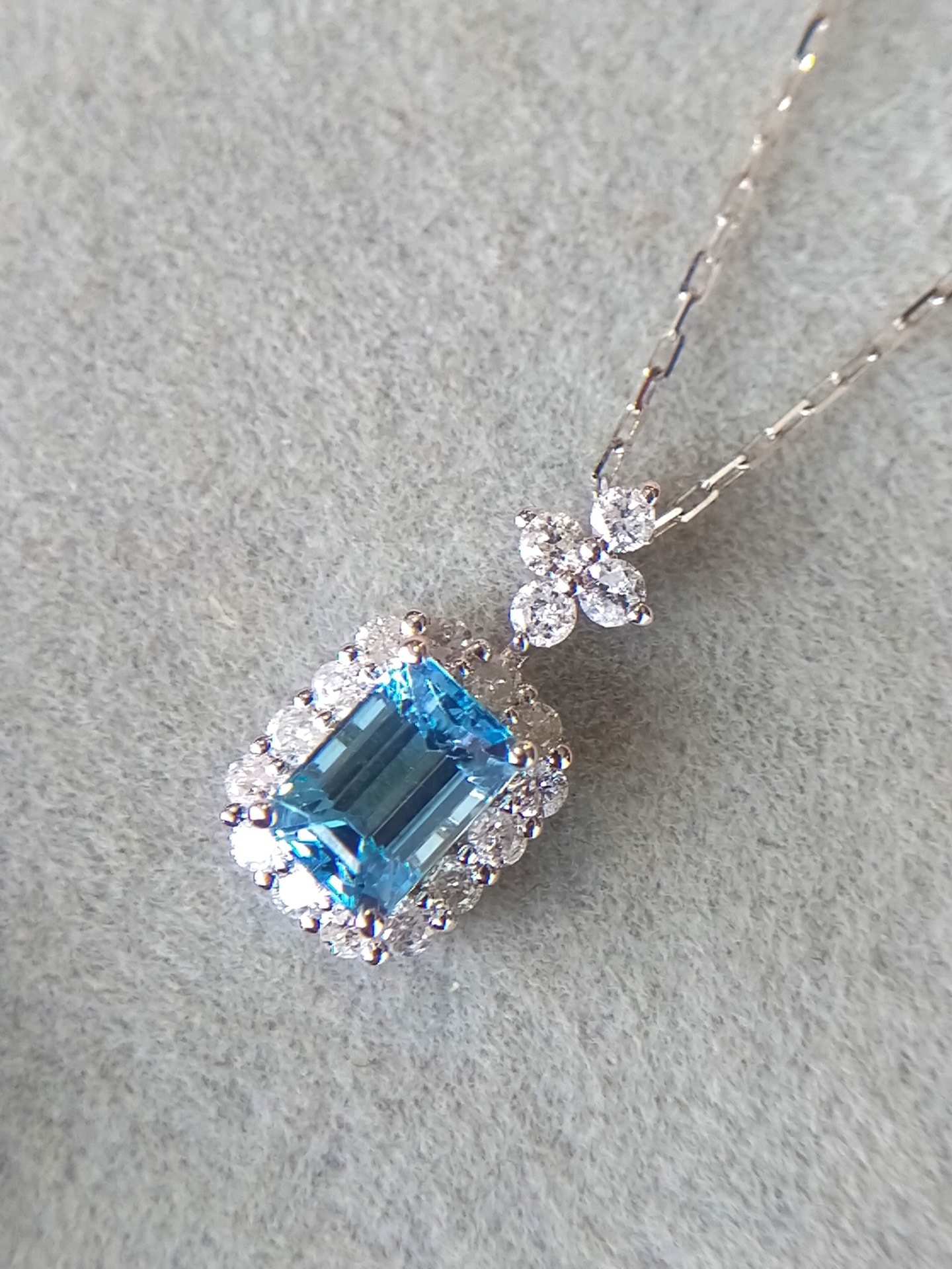 聖瑪利亞海藍寶鑽石18k白金頸鏈 Santa Maria Aquamarine Diamond 18k White Gold Necklace