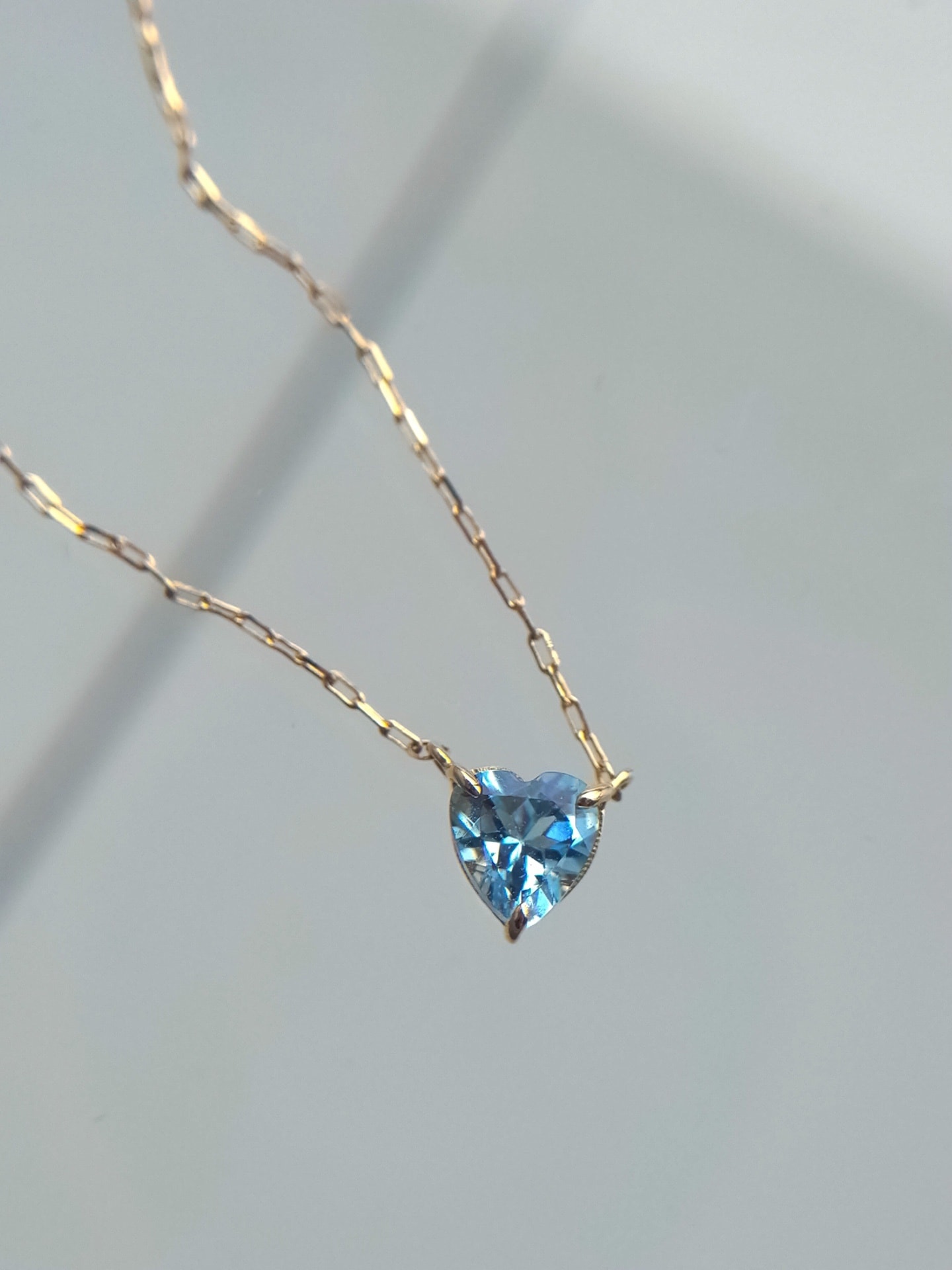 愛心海藍寶18k金頸鏈 Heart Aquamarine 18k White Gold Necklace