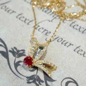 彩帶鴿血紅紅寶石鑽石18k金頸鏈 Rosette Pigeon Blood Ruby Diamond 18k Gold Necklace