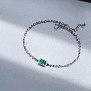 清透祖母綠18k金鑽石手鏈 Vivid Green Emerald Diamond 18k Bracelet