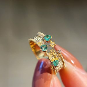 星河綠寶石祖母綠鑽石18k金戒指 Starry Emerald Diamond 18k Ring