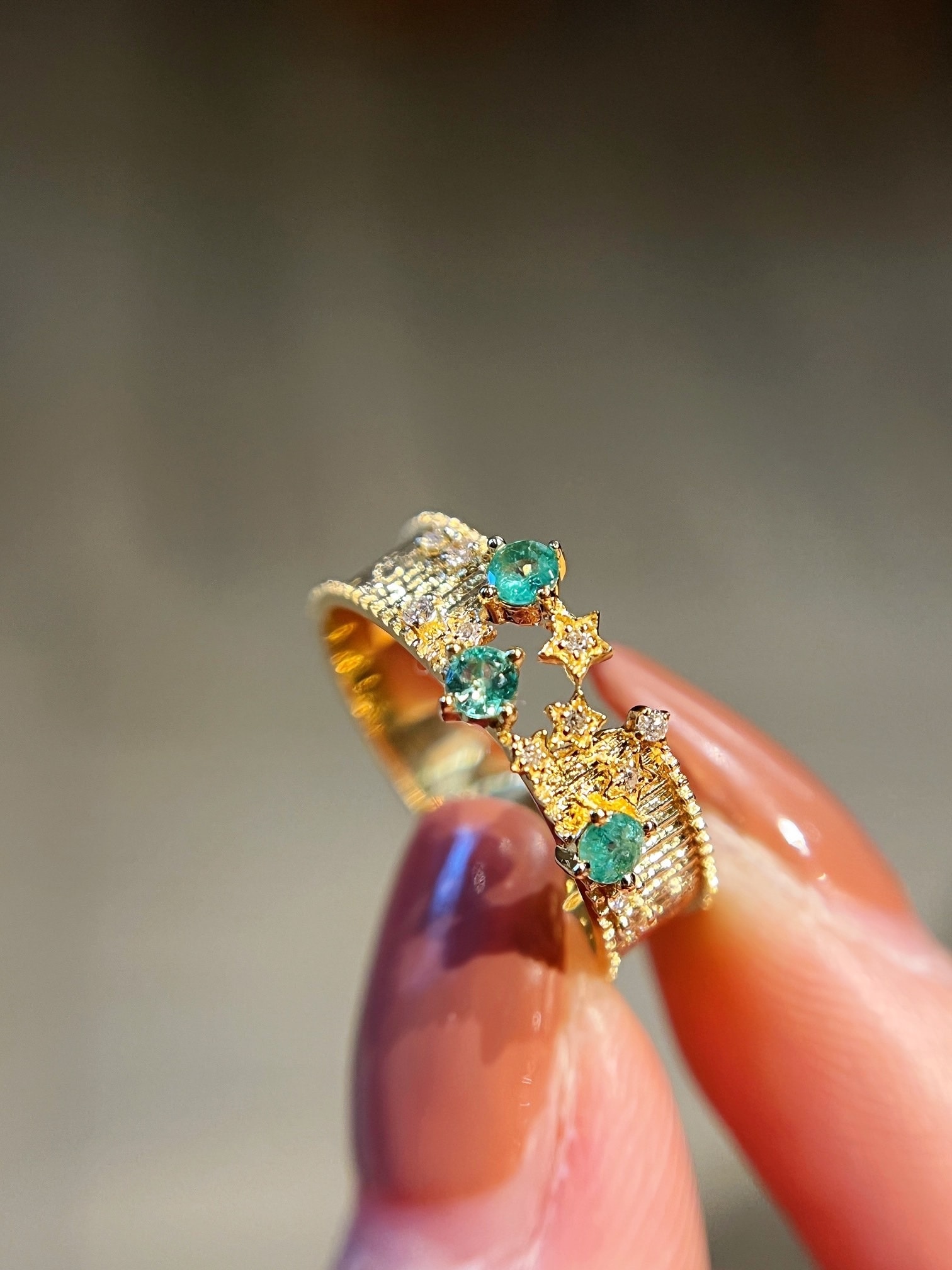星河綠寶石祖母綠鑽石18k金戒指 Starry Emerald Diamond 18k Ring